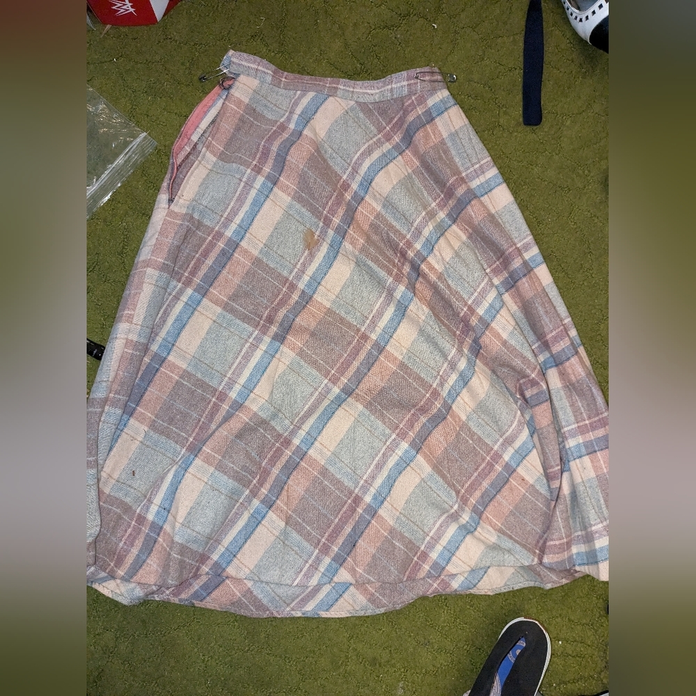 Cream Plaid Skirt